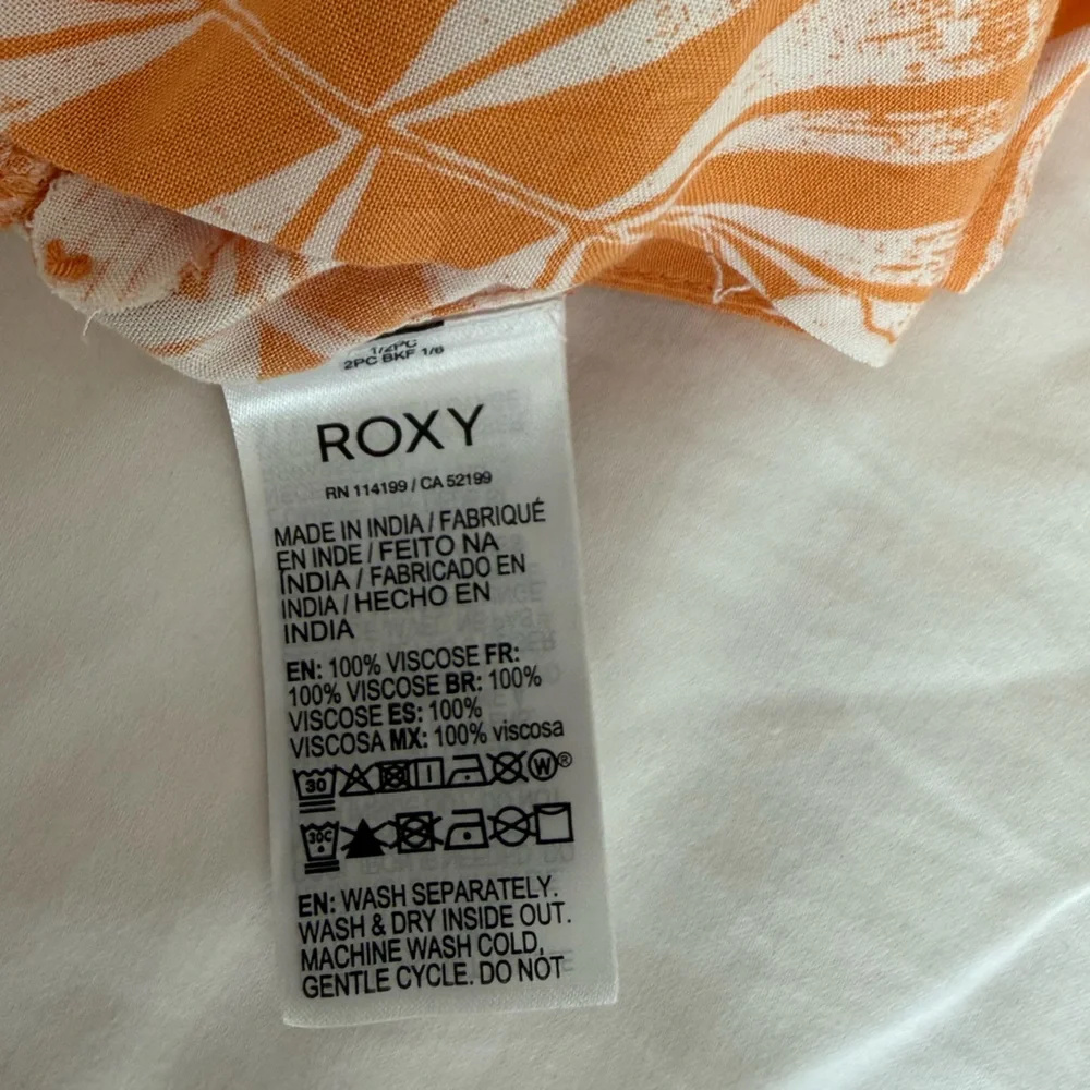 New Roxy Tropical Floral Wide-Leg Pants in Orange and White - Picture 4 of 5